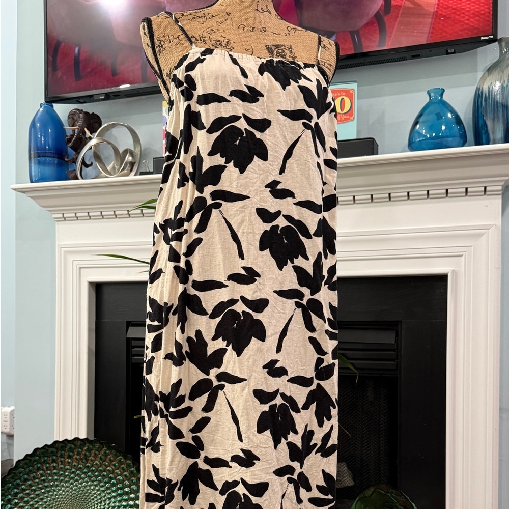 A New Day Green and Black Sheath Maxi Dress Sleeveless Cocktail